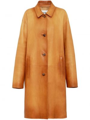 Kožený kabát Miu Miu hnědý
