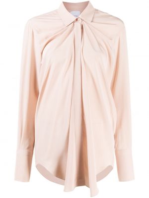 Svilena bluza s draperijom Patou ružičasta