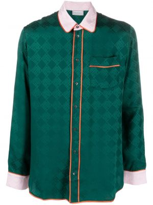 Žakardinė šilkinė marškiniai Pierre-louis Mascia žalia