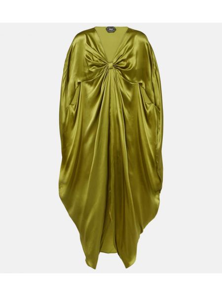 Hedvábné saténové dlouhé šaty Taller Marmo zelené