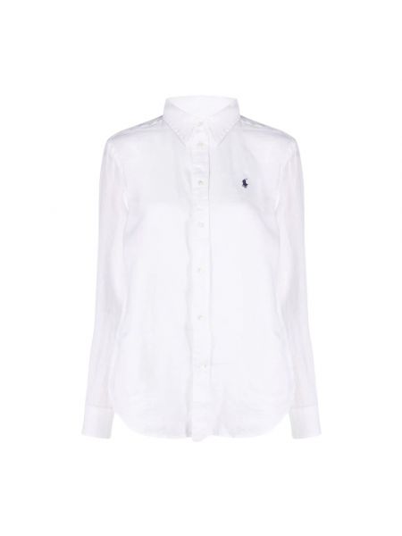 Lniana koszula relaxed fit na guziki Polo Ralph Lauren biała