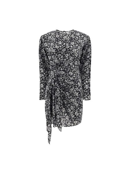 Sukienka mini w kwiatki z długim rękawem Isabel Marant czarna