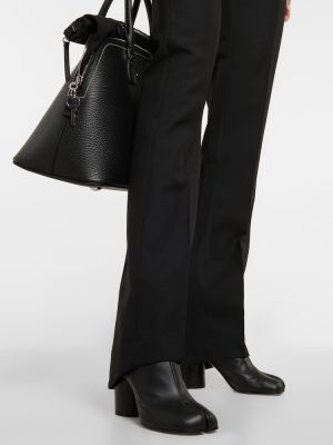 Vlnené rovné nohavice s vysokým pásom Maison Margiela čierna