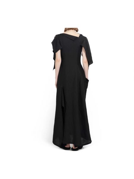 Vestido largo de lino Yohji Yamamoto negro