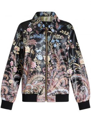 Bomber jakna s cvetličnim vzorcem s potiskom Etro črna