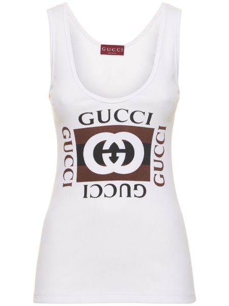Biały tank top bawełniany Gucci