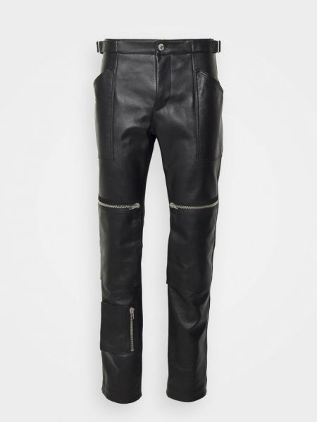 Spodnie klasyczne skórzane Moschino czarne