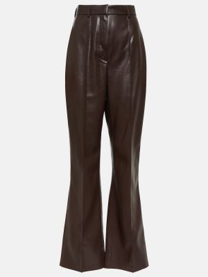 Kožené rovné nohavice z ekologickej kože Nanushka hnedá