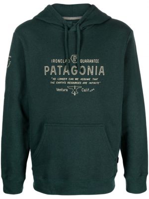 Bluza z kapturem bawełniana z nadrukiem Patagonia zielona