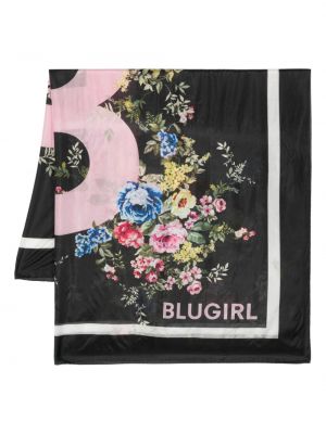 Копринен шал на цветя с принт Blugirl черно