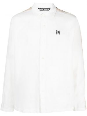 Lanena srajca s potiskom Palm Angels bela
