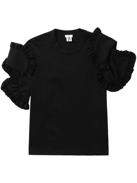 T-shirt en coton à volants Noir Kei Ninomiya noir