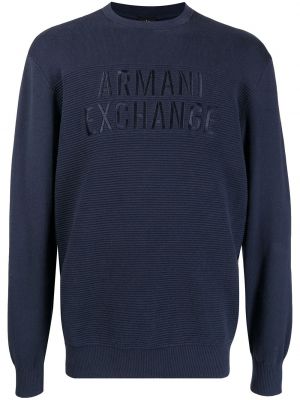 Brodert lang genser Armani Exchange blå