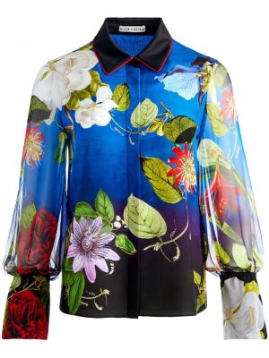 Virágos selyem ing nyomtatás Alice + Olivia kék