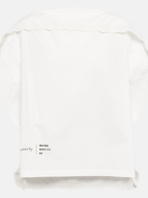 Βαμβακερή μπλούζα με βολάν Mm6 Maison Margiela λευκό