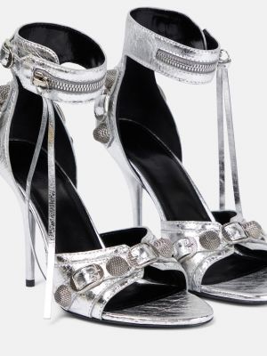 Кожаные сандалии Balenciaga серебряные