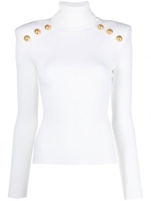 Pull à boutons Balmain blanc