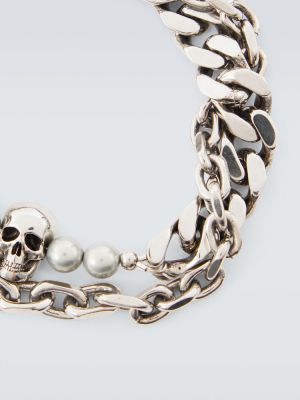 Brăţară cu perle cu perle Alexander Mcqueen argintiu