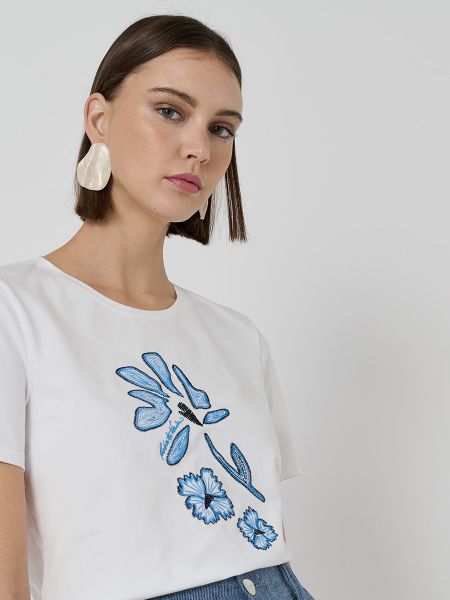 Camiseta de flores Roberto Verino blanco