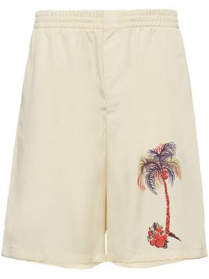 Svilene bermuda kratke hlače s potiskom Prada bela