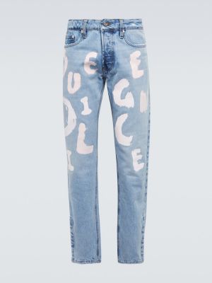 Proste jeansy z nadrukiem Due Diligence niebieskie