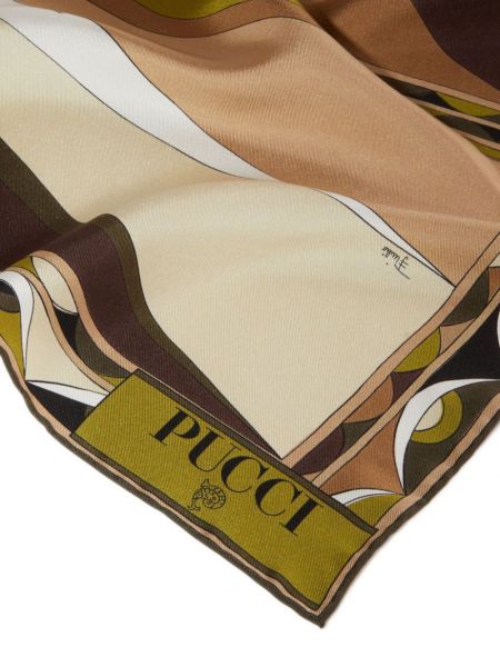 Hedvábný šál s potiskem Pucci hnědý