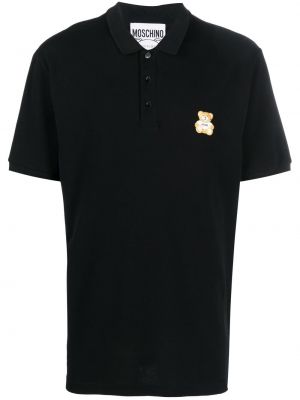 Brodert poloskjorte Moschino svart