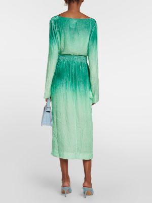 Sametové midi sukně Acne Studios zelené