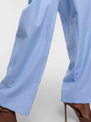 Laza szabású gyapjú egyenes szárú nadrág Victoria Beckham kék