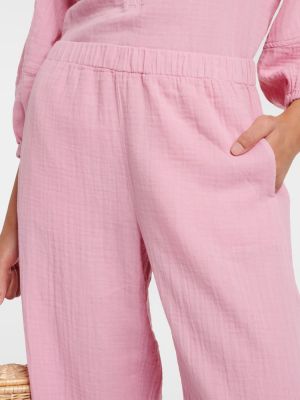 Aksamitne spodnie bawełniane relaxed fit Velvet różowe