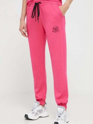 Хлопковые тканевые брюки Pinko розовые