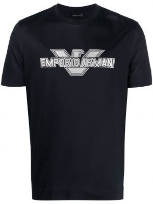 T-shirt mit stickerei aus baumwoll Emporio Armani blau