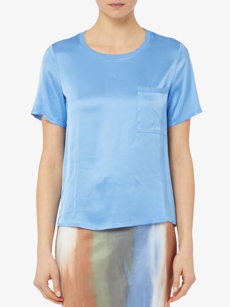 Атласная футболка с карманом Manila Grace, светло-синий