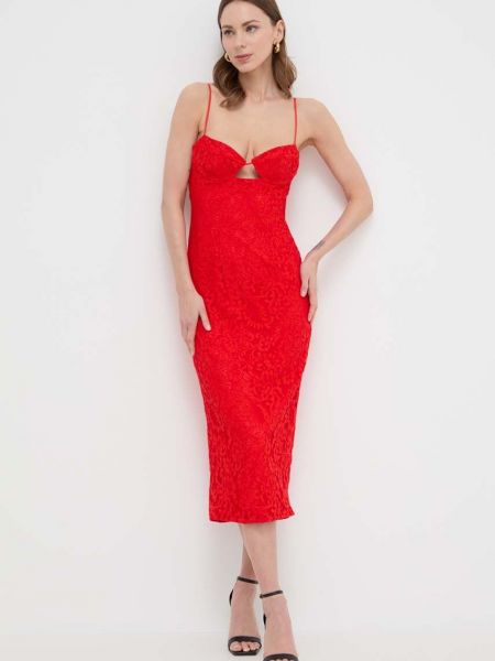 Sukienka midi dopasowana Bardot czerwona