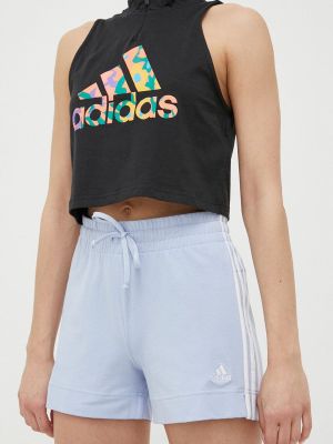Панталон с висока талия с апликация Adidas синьо
