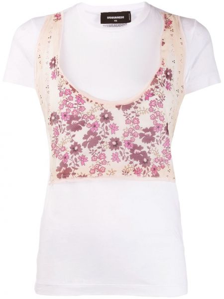 Floral t-skjorte Dsquared2 hvit