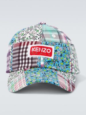 Jedwabna czapka z daszkiem bawełniana w kratkę Kenzo