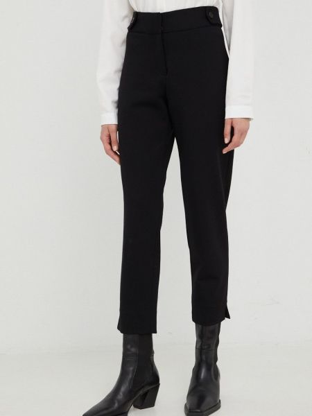 MICHAEL Michael Kors pantaloni femei, culoarea negru, drept, high waist