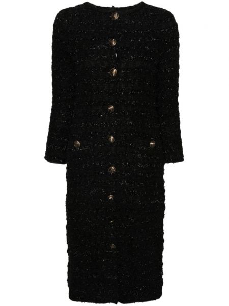 Tvídové koktejlové šaty Balenciaga černé