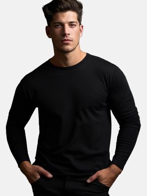 Medvilninis polo marškinėliai ilgomis rankovėmis Trendyol juoda