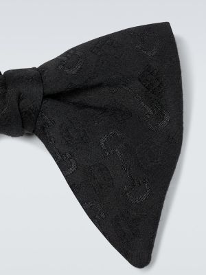 Jedwabny krawat z kokardką wełniany Gucci czarny