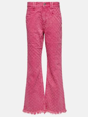 Traperice ravnih nogavica visoki struk Isabel Marant ružičasta