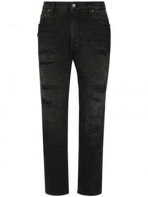 Obnosené džínsy s rovným strihom Dolce & Gabbana čierna