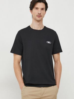 Памучна тениска с дълъг ръкав с апликация Michael Kors черно