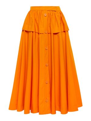 Spódnica midi z wysoką talią bawełniana Sportmax pomarańczowa