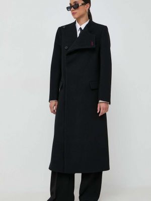 Černý vlněný kabát Victoria Beckham