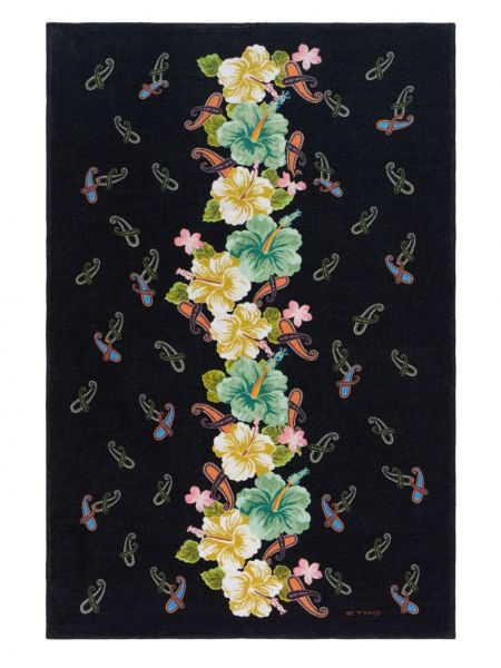 Costum de baie din bumbac cu model floral cu imagine Etro negru