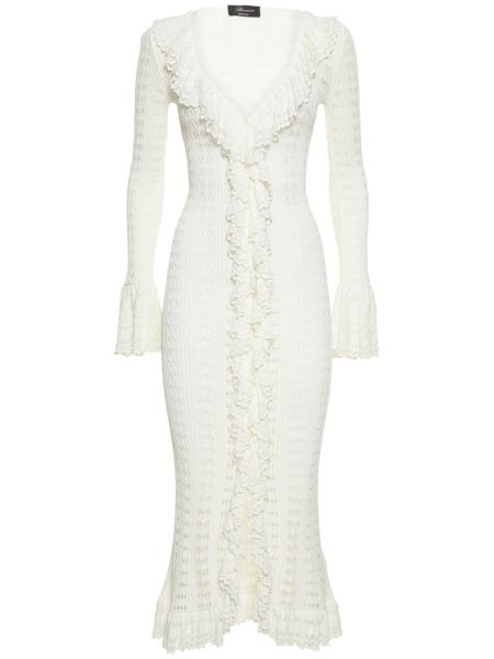 Sukienka midi z wiskozy Blumarine biała