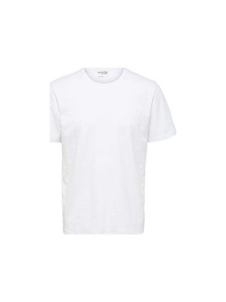 Lněné tričko Selected bílé