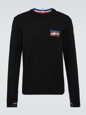 Suéter de lana de lana de tela jersey Moncler Grenoble negro
